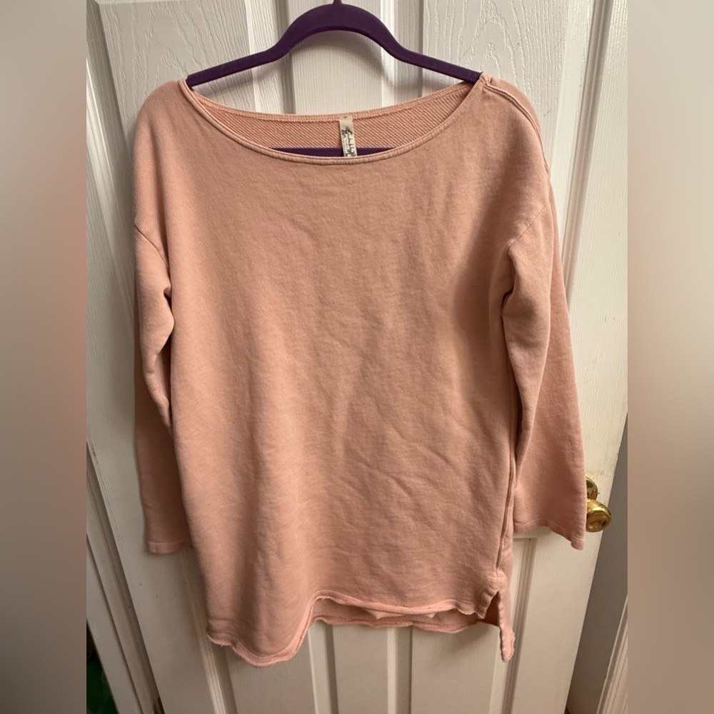 Free People Light Blush Pink Boatneck Sweatshirt
